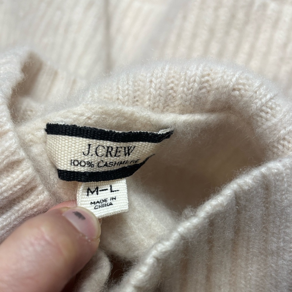 J. Crew Cream Ribbed Sleeveless Turtleneck Sweater Vest - Picture 2 of 5